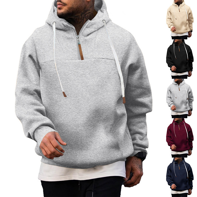 24 Cross-border Europe and the United States Autumn and Winter American Heavy Hooded Sweatshirt Thickened Casual Jacket Men's Loose Sweatshirt