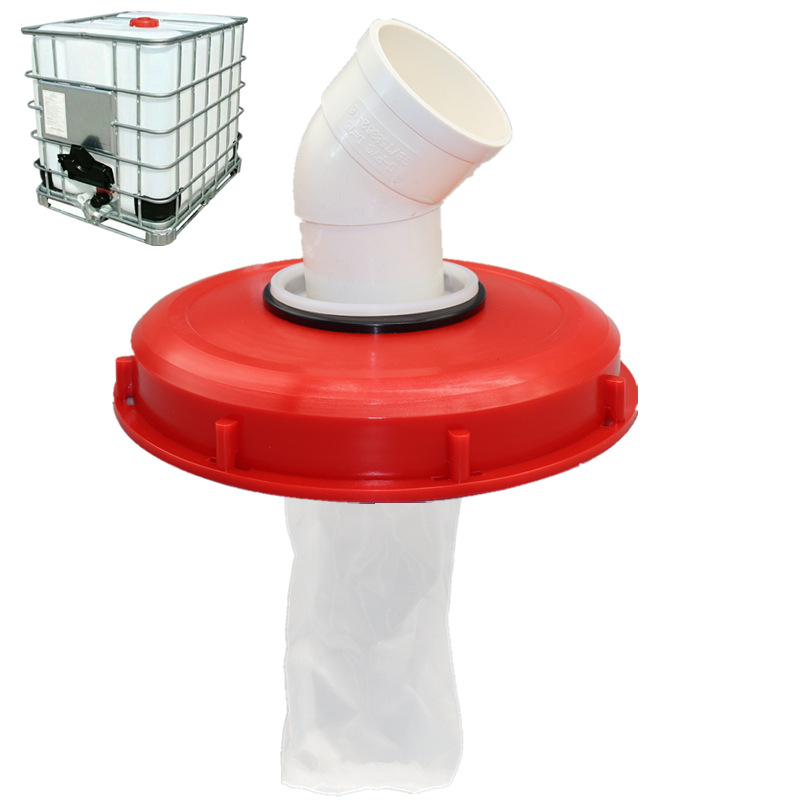 DN75 Barril de tonelada IBC transfronterizo DN110 Cubierta de filtro de plástico Cubierta de filtro 163mm con malla de filtro Cubierta de barril DN150