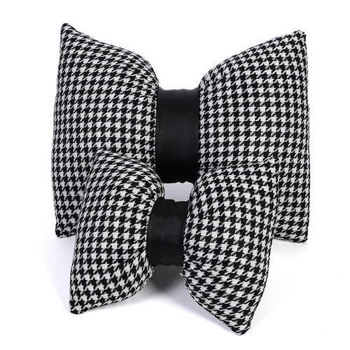 Car Lumbar Neck Pillow Stylish and Simple Houndstooth Car Comfort Lumbar Pad Summer General Car Supplies