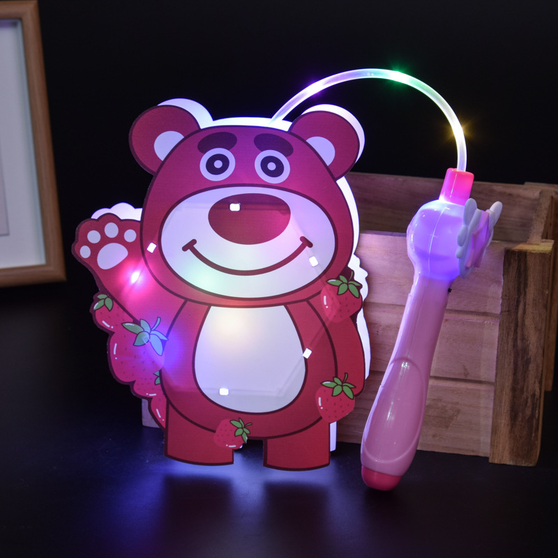 음악 육각형 랜턴-딸기 곰