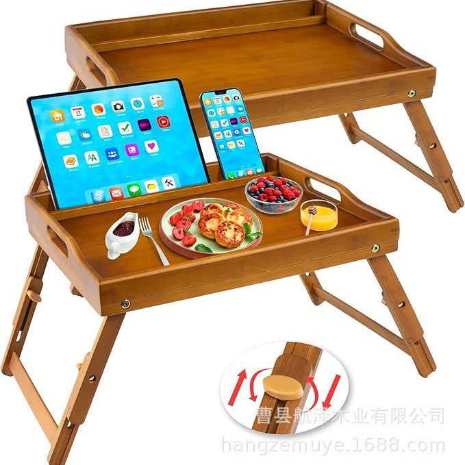 Solid Wood Bed Small Table Retractable Milk Breakfast Plate Student Dormitory Study Computer Table Notebook Tray Holder