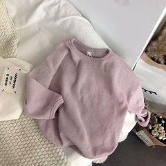 韓国版の子供用春と秋のスウェットシャツ、ベビー秋トップス、子供用無地ボトムシャツ、柔らかく通気性のあるトップス