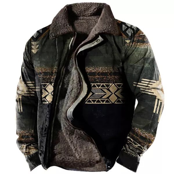 Cross-border en stock bolsillo de costura lateral engrosada casual cremallera suelta Lobo marrón Chaqueta de algodón de manga larga para hombres jóvenes