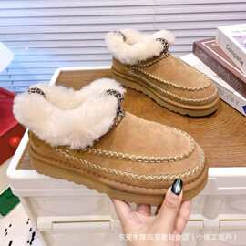 2025新款冬季薄厚底休闲羊毛雪地靴保暖韩系休闲百搭高级女雪地靴