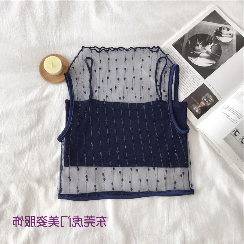 Mesh Lace Beautiful Back Camisole for Women, Transparent Summer New Style Tube Top, Sexy See-Through Cover-Up, Base Layer Top