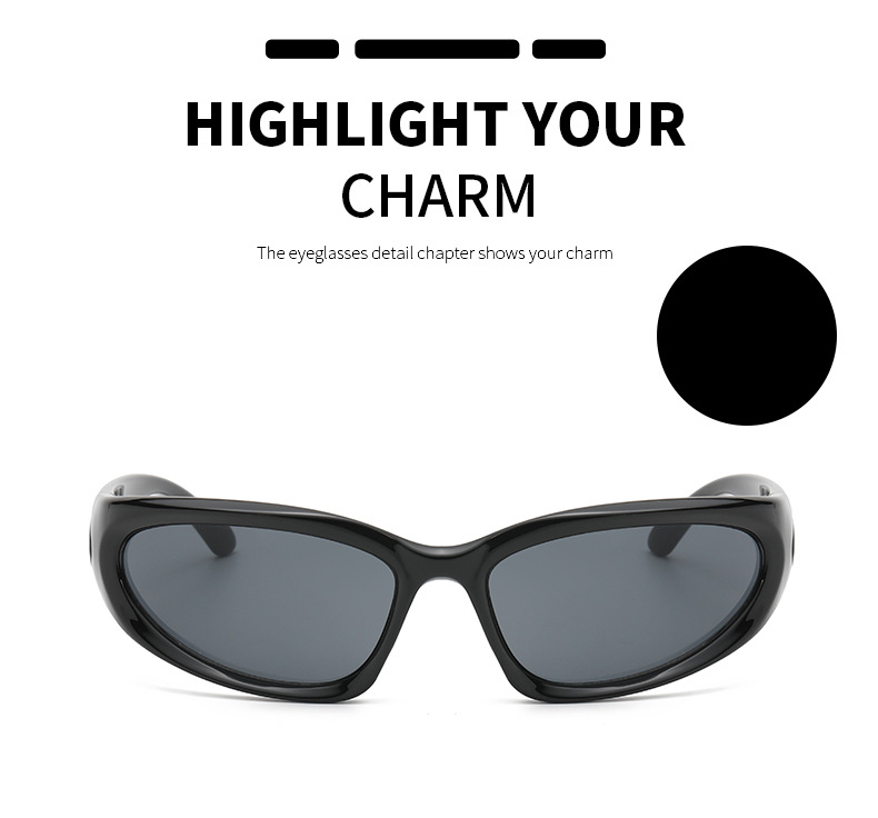 Mode Einfarbig Pc Speziell Geformter Spiegel Vollbild Sonnenbrille Der Frauen display picture 1