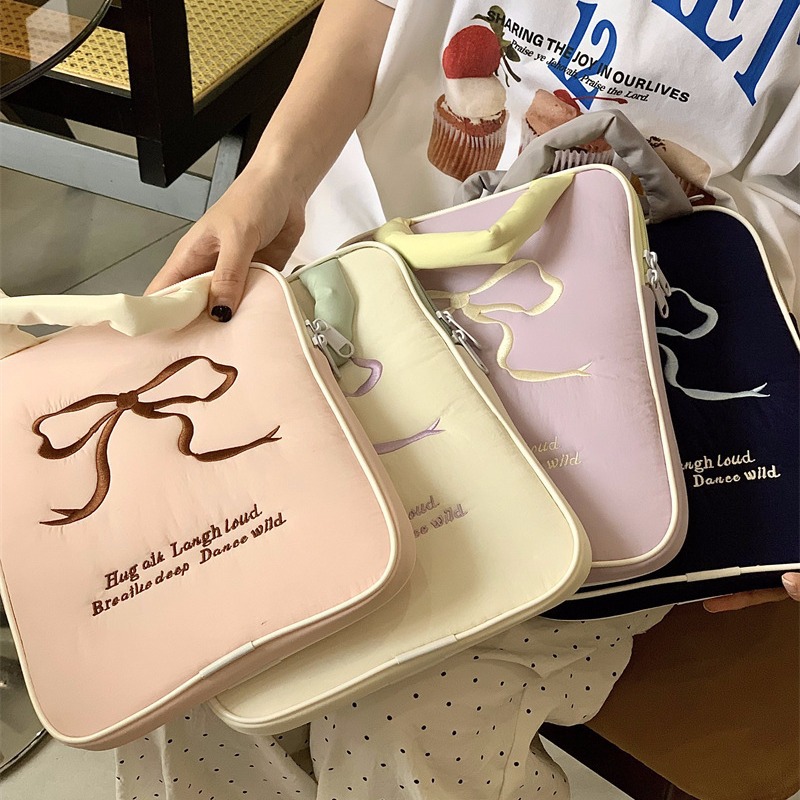 South Korea ins cute embroidered bow ipad computer liner bag 11/13/15 inch portable notebook storage