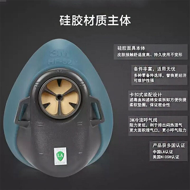 3M HF-52 de fábrica de productos químicos de silicona Sola Media máscara de pintura en aerosol pesticida polvo máscara al por mayor Anti-Virus kn95 protección