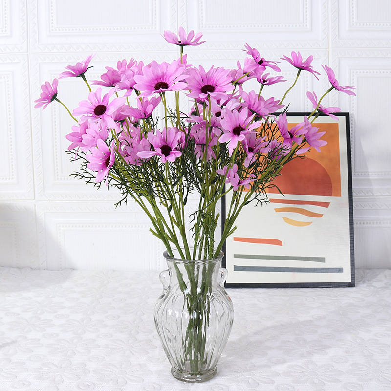 Simulación 5-Cabeza de crisantemo holandés Manzanilla Margarita crisantemo persa Celebración de flores boda hogar fotografía decoración al por mayor