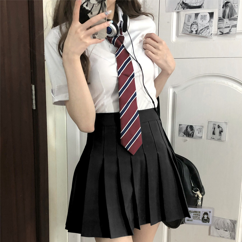 jk Uniform Summer New Arrival Strap Waist jk Shirt Puff Sleeve Short Sleeve Spice Girls Pure Desire Top College Style Suit