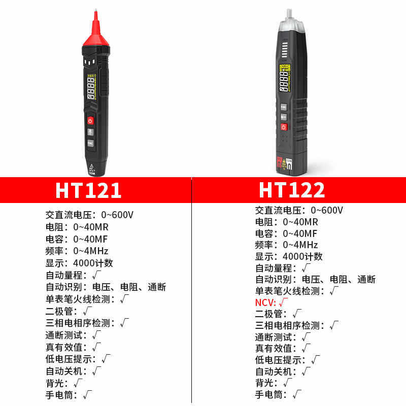 HUABO HT121 지능형 펜 멀티 미터 디지털 고정밀 화상 방지 범용 자동 식별 전기 유지 보수