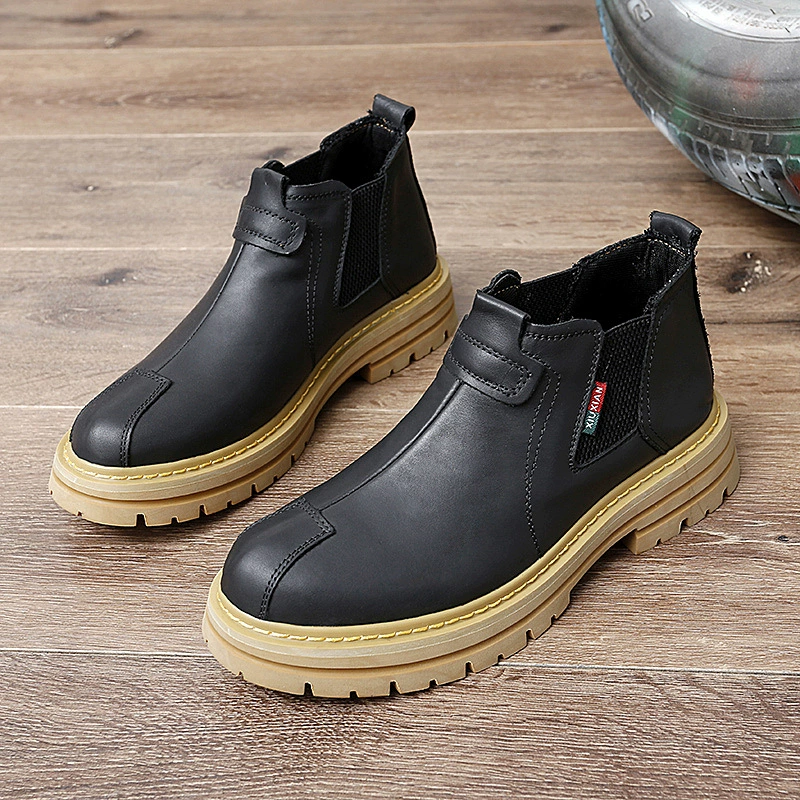 Ботинки Martin Мужские осенне-зимние кожаные ботинки со средним верхом на флисовой подкладке Британская хлопковая кожаная обувь мужская кожаная обувь кожаная хлопчатобумажная обувь теплые зимние сапоги