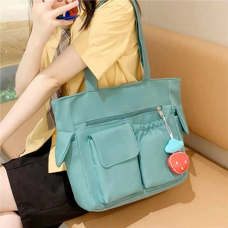 Canvas Bag Women's Shoulder Bag Japanese Style Simple Large-Capacity Handbag Book Bag Class Bag Student Versatile Tutoring Bag