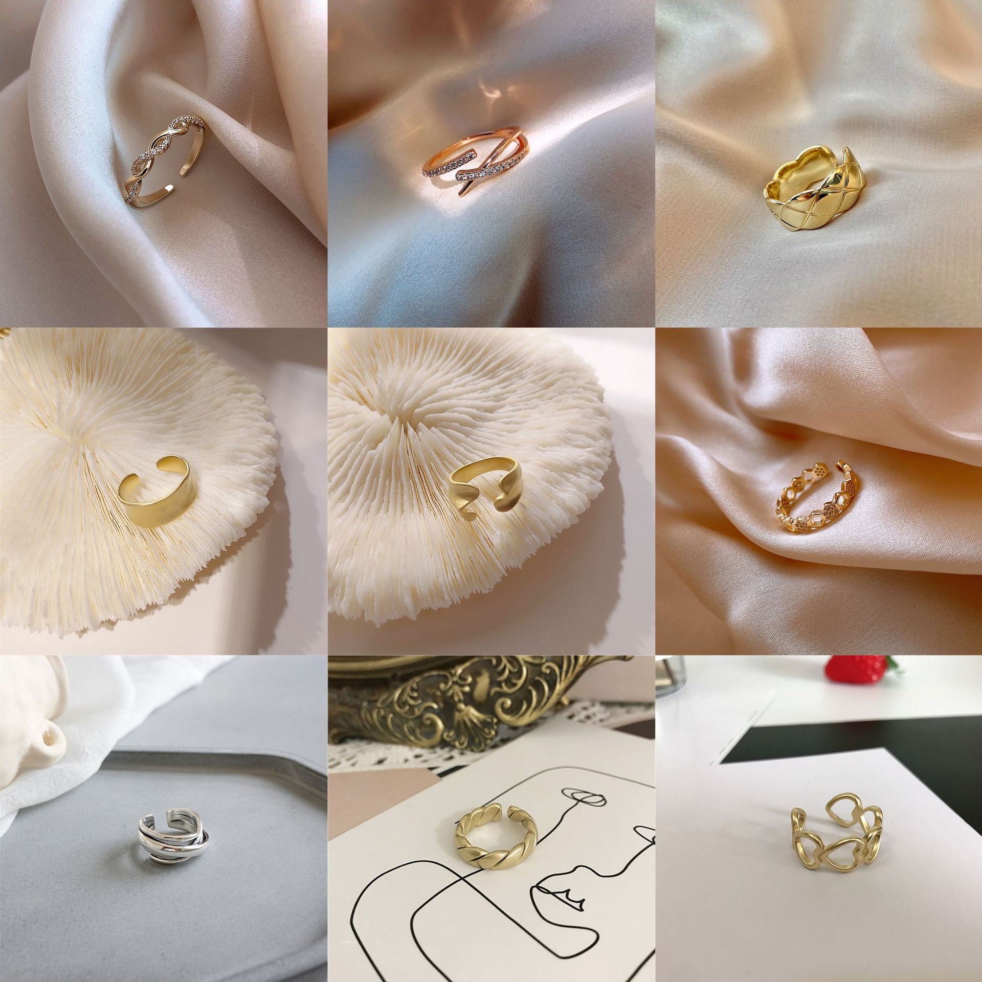 Stackable Minimalist Ring Set With Cubic Zirconia For Women_voghion.com