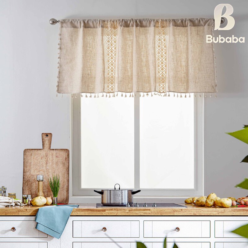 Cross-Border American-Style Patchwork Short Curtain for Kitchen Cabinets, Half Curtain for Blocking, Coffee Curtain, Factory Finished Product Wholesale