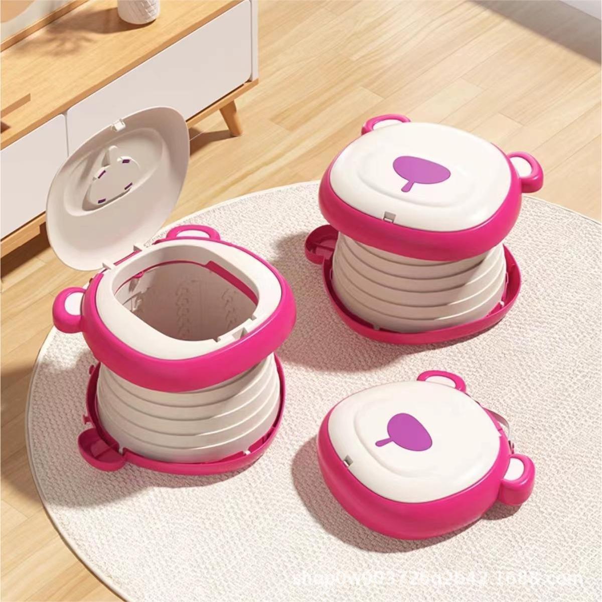 Children's Folding Toilet Cartoon Bear Car Outgoing Portable Girls Boys Baby Urinal Pot