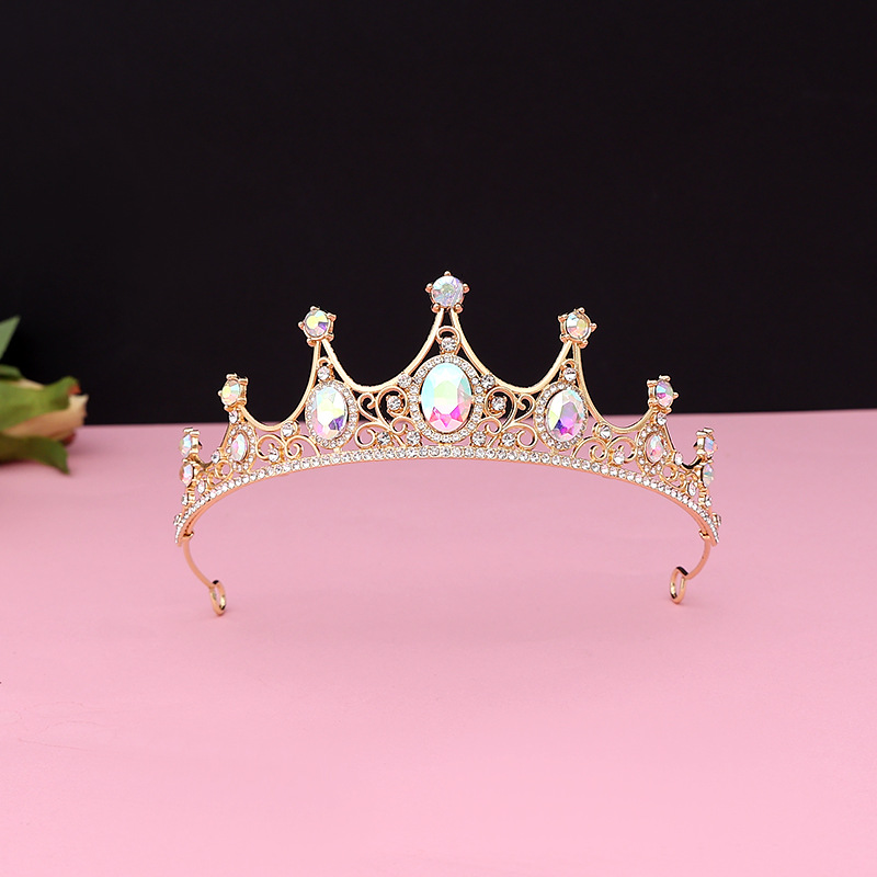 Online Rojo Negro Barroco corona tocado novia estilo coreano 18 años de edad, mujer adulta Ceremonia de cumpleaños princesa Corona al por mayor