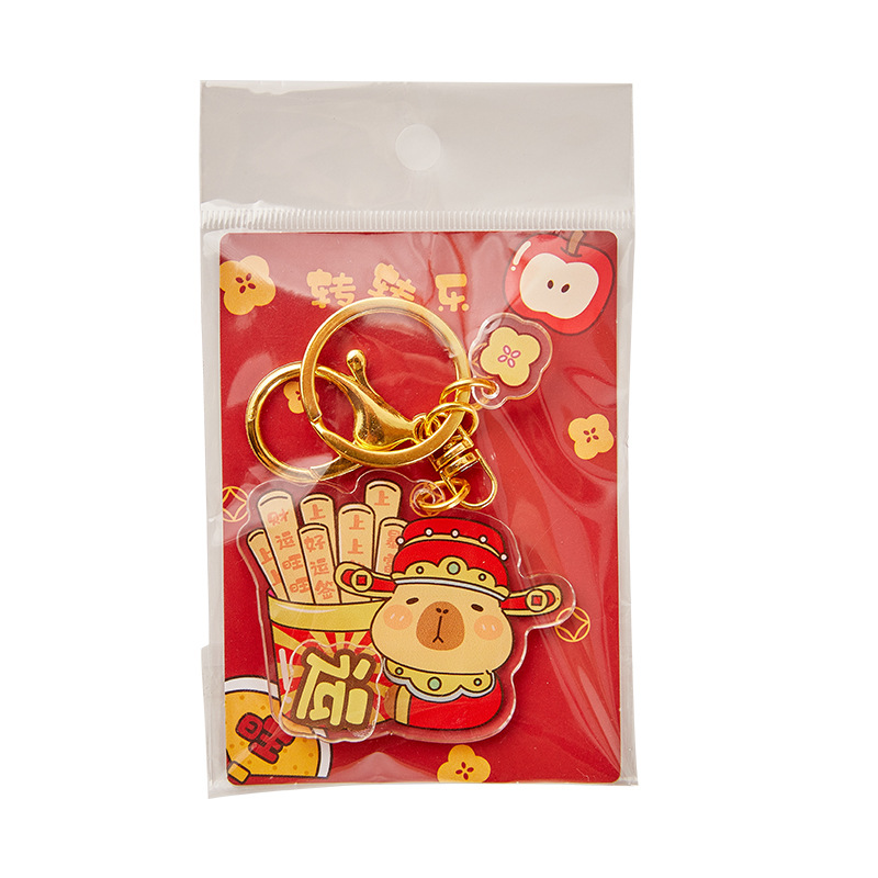 Zhuanhuanle nuevo diseño de dibujos animados creativos red sobre rojo accesorios colgantes regalo acrílico Año Nuevo llavero