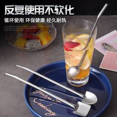 Home Stainless Steel Straw Spoon Creative Screw Watermelon Spoon Iron Shovel Straw Spoon Beverage Coffee Stirring Spoon Dessert Spoon