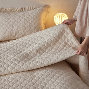 Simple South Korea Cotton Sand Wash Quilted Cotton Bed Cover Three-piece Set Tatami Double-sided Cotton Bed Sheet for All Seasons