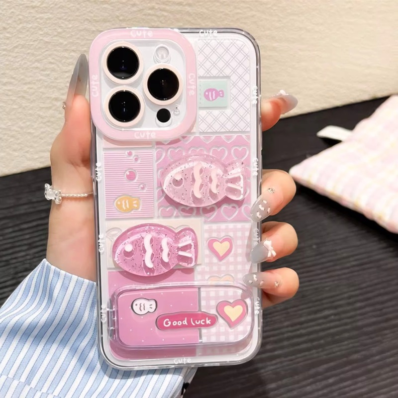 チェック柄の魚 Apple 16 携帯電話ケース iphone15promax 漫画 16plus カップル新しい 14 に適しています|undefined