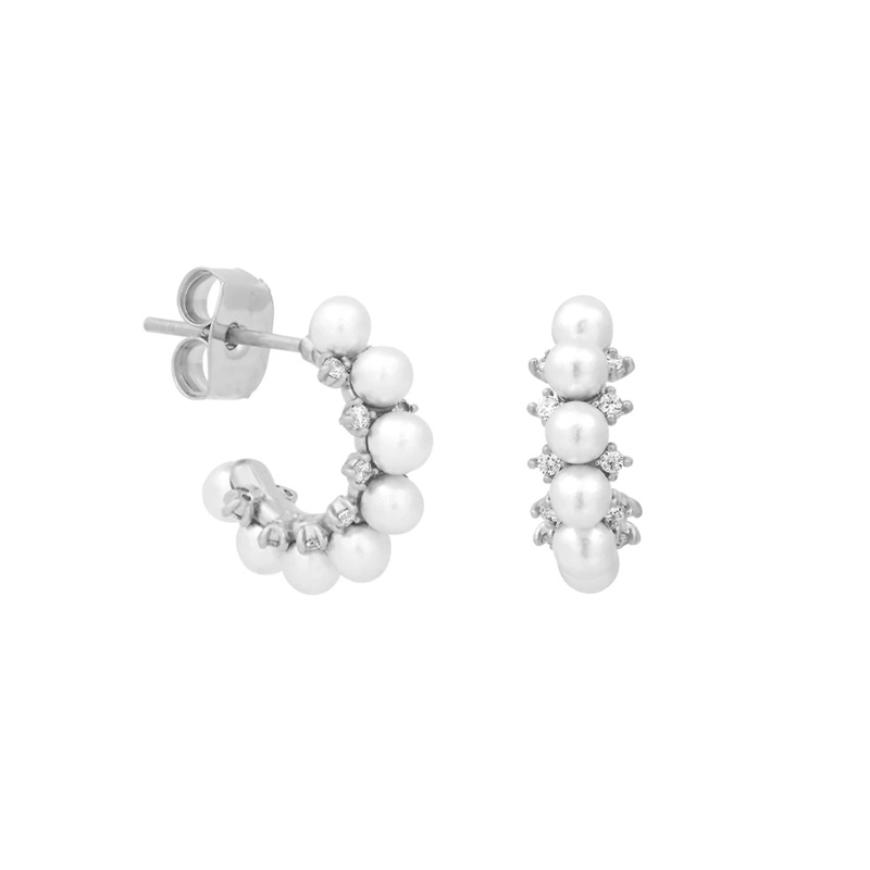 Fashion Geometric Sterling Silver Plating Artificial Pearls Zircon Earrings 1 Pair display picture 3