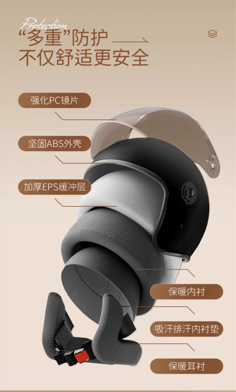 New National Standard Women's Electric Vehicle Helmet Winter Warm Safety Helmet Double Four-Season Universal Battery Motorcycle Half Helmet
