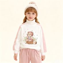 冬季加绒卡通小熊重工刺绣休闲高领纯棉女童中大童休闲卫衣