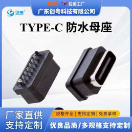 TYPE-C 6PIN 立式直插防水母座 H=5.5/6.1/6.8/7.0MM 直立式插板