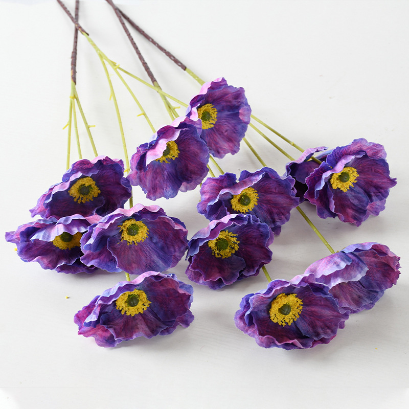 Simulación de flores de amapola 3D retrógrado pinturas al óleo de yu belleza flores falsas bodas decoración de hotel flores artificiales