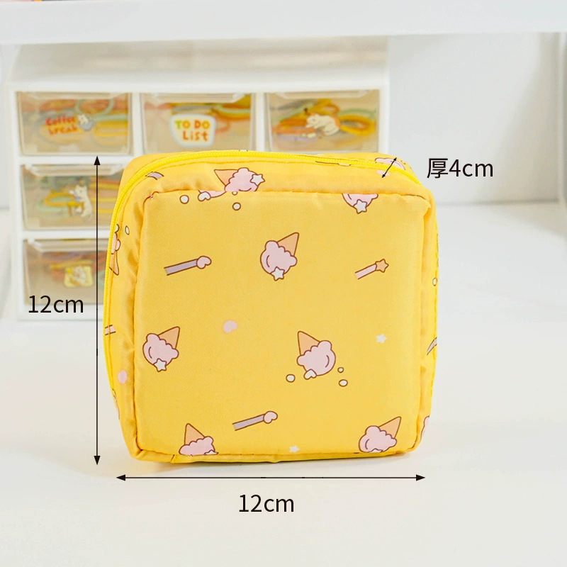Сумка для хранения гигиенических прокладок, хлопок-оксфорд, 12×12×4 см, компактная сумка на молнии