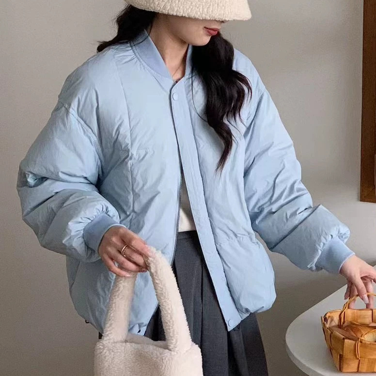 2025 New Autumn and Winter Korean Style down Jacket Women's Baseball Uniform Short White Duck down Jacket Small Jacket Trendy