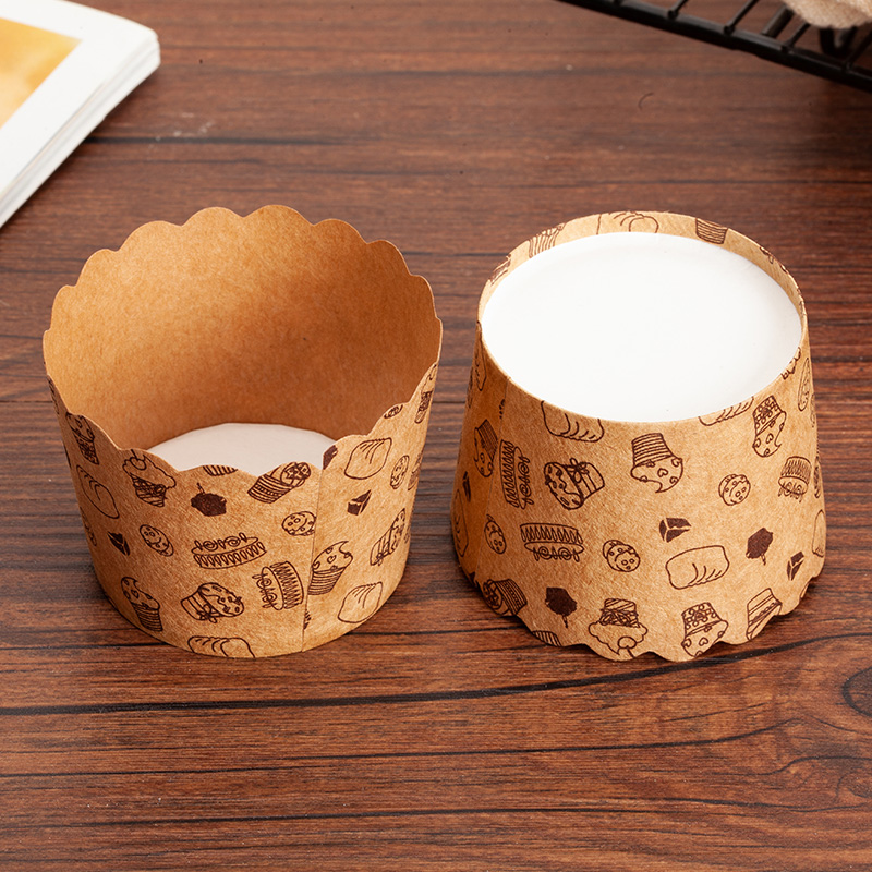 Taza de papel ondulada, taza de papel gruesa, taza de papel para pastel casero, taza de pastel al vapor, herramienta desechable para postre de punto occidental