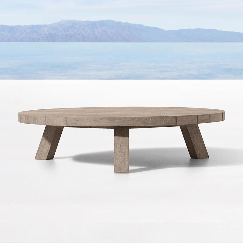 Mesa de té redonda de teca de 120cm