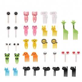 日本家用卡通水果叉创意儿童动物可爱塑料水果叉套装便当签