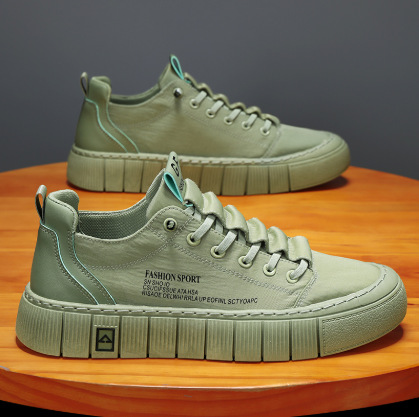 帆布男鞋冬季休闲板鞋一脚蹬冰丝布鞋男款工作潮鞋少年男生厚底