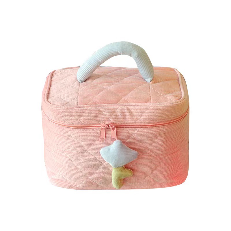 Bolsa de cosméticos de pana Linda bolsa de lavado de alta apariencia Flor de tulipán bolsa de cosméticos portátil de gran capacidad