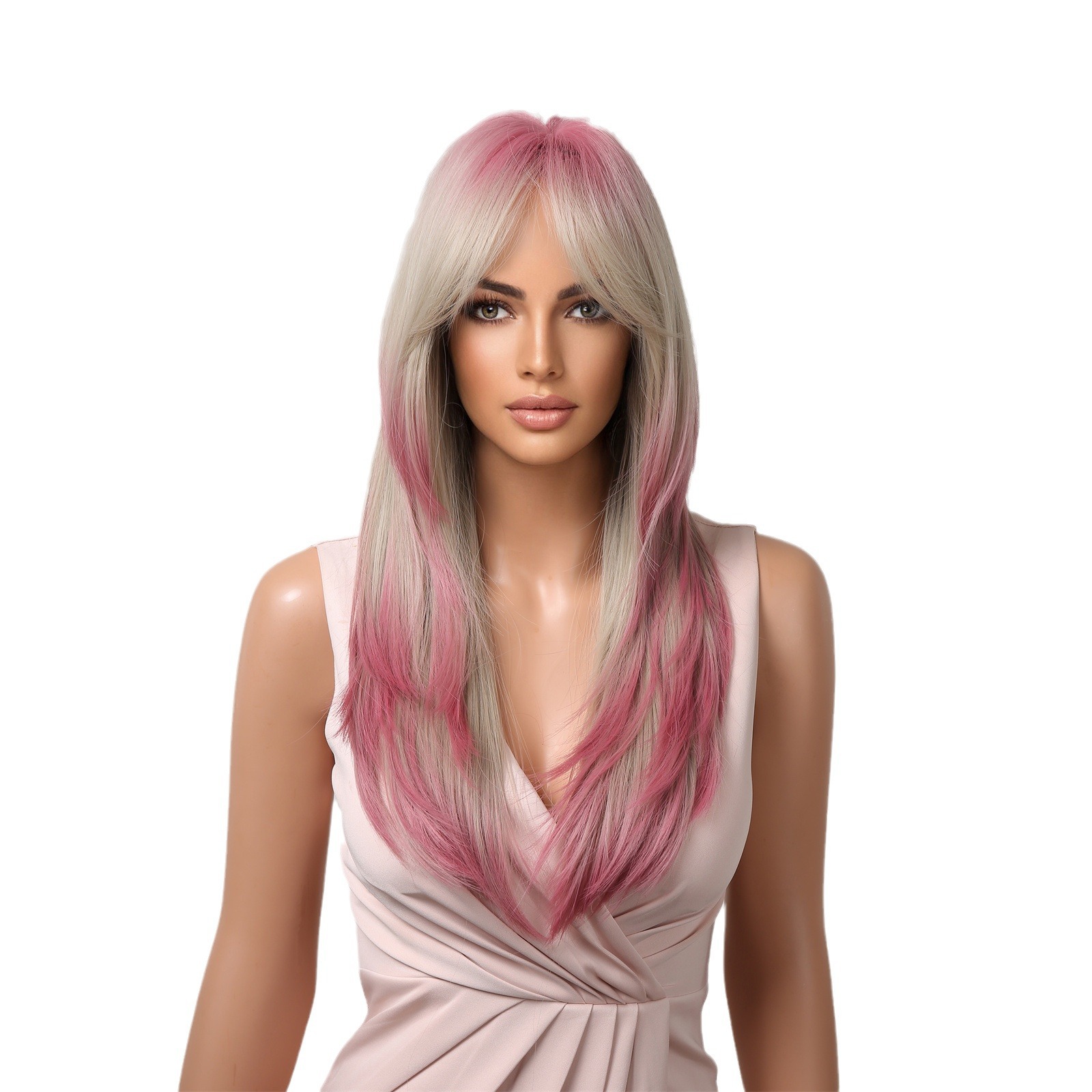 Navidad Halloween Cosplay Color Falso Qi flequillo pelo corto pelo rizado peluca bobo pelo completo