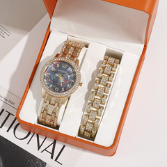 皇盾品牌手鍊錶帶鑽手錶男女通用小眾時尚圓形石英表批發