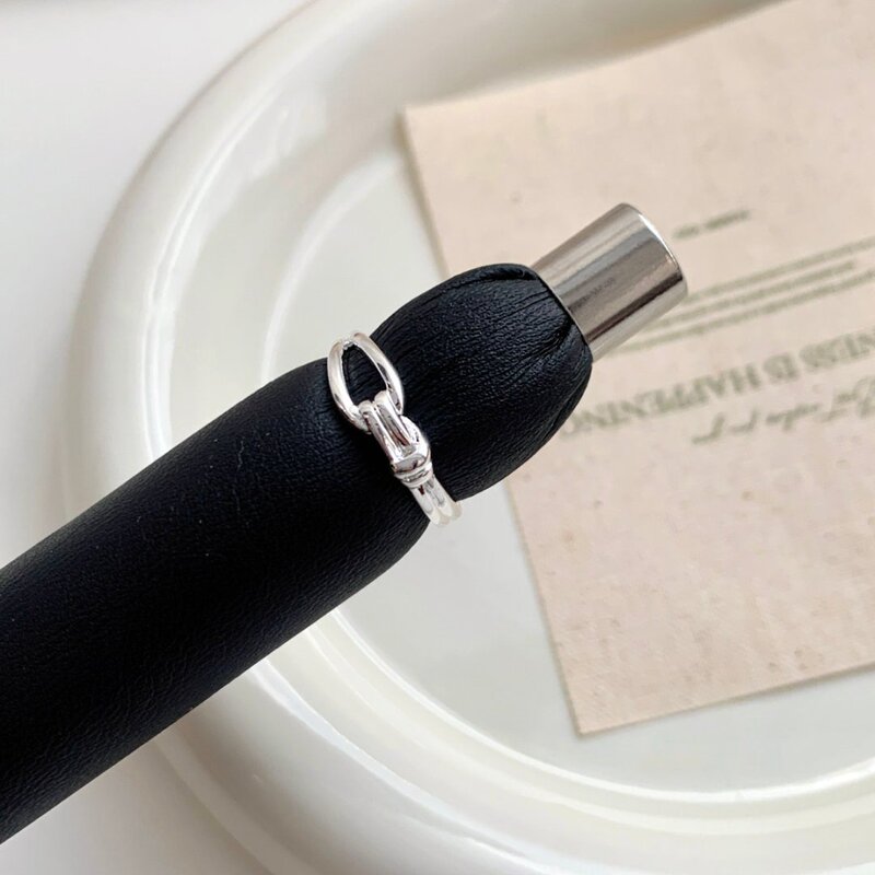设计感银色打结素圈开口戒指女冷淡风食指戒小众百搭高级感指环女|undefined