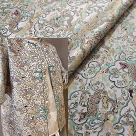 牛首龙纹国风仿宋锦提花面料马甲上衣外套织锦缎手工diy服装布料