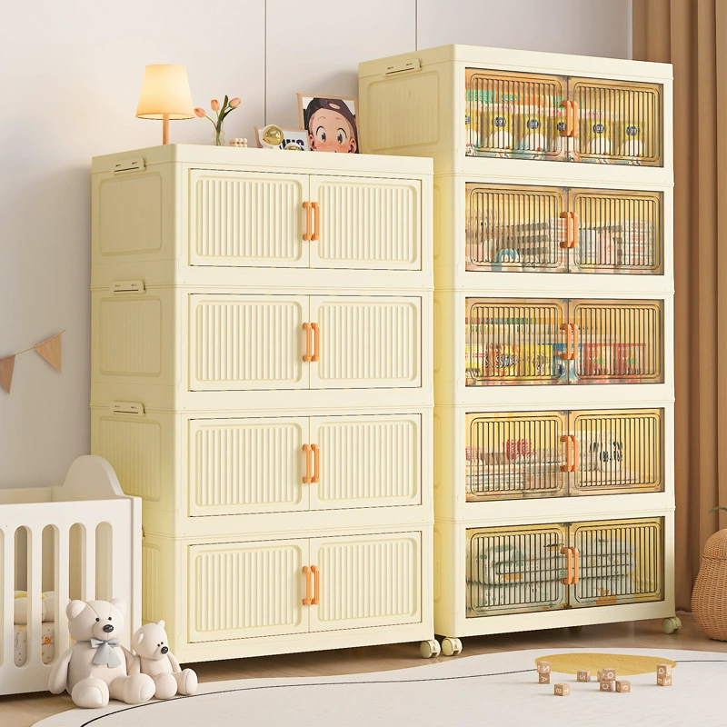 Storage cabinet for organizing clothing, snacks, kitchen, folding multi-layer, no-assembly headboard storage cabinet