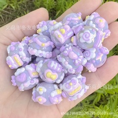 16mm手绘珠绝绝紫通孔马卡龙珠diy手工手机链钥匙扣车挂串笔饰品