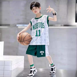男童夏装套装新款中大儿童速干无袖背心运动球衣男孩夏季篮球服潮