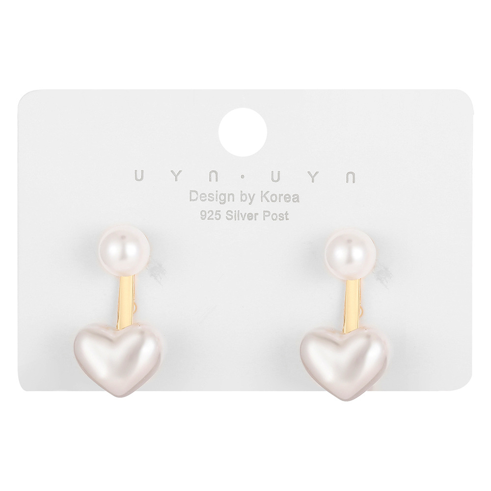 6g Weight Creative Simple Retro Heart Shaped Pearl Alloy Earrings