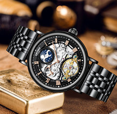 KINYUED fully automatic men's watch stainless steel star watch mechanical watch tourbillon hollow men's mechanical watch