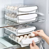 Egg storage box double‑layer, refrigerator drawer organizer, transparent pull‑out trays
