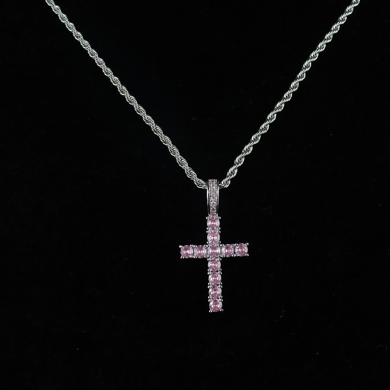 Ethnic Style Cross Titanium Steel Inlay Zircon Necklace 1 Piece display picture 3