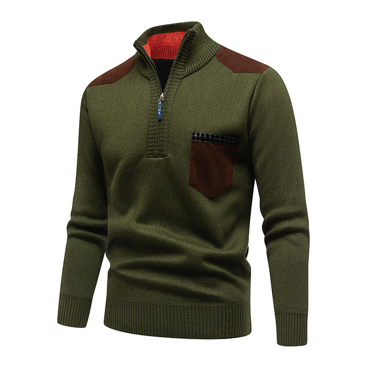 Suéter otoño e invierno nuevo suéter con media cremallera para hombre suéter casual grueso casual suéter transfronterizo para hombre