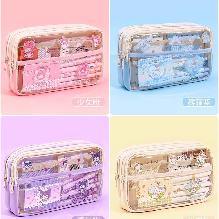 Sanrio caja de lápices de gran capacidad caja de papelería para niñas coolomi estudiante de escuela primaria bolsa de papelería para niños 2024 Nuevo
